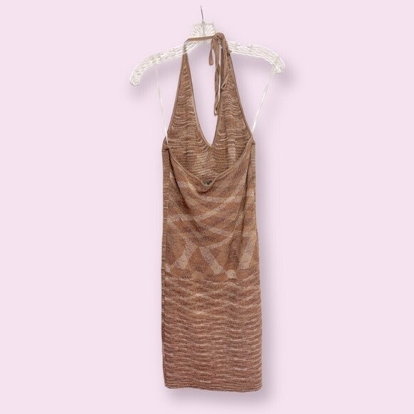 Wild Fable Knit Sweater Dress Brown Halter Mini Stretchy NWT Womens Size Large - Picture 4 of 10